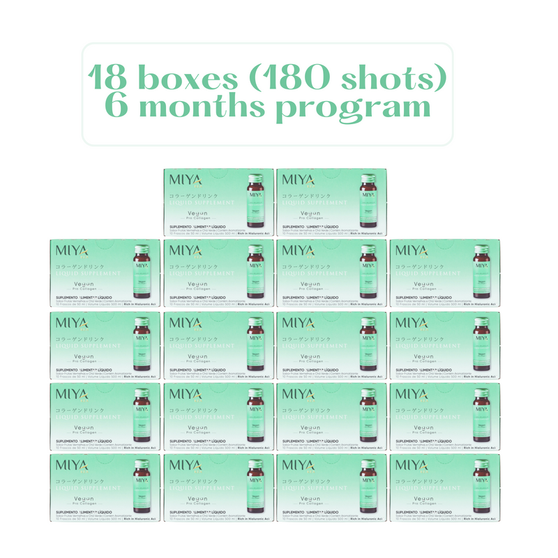 Miya Kea Liquid Collagen Vegan Formula - 6-Months Program - 18 Boxes (180 shots)