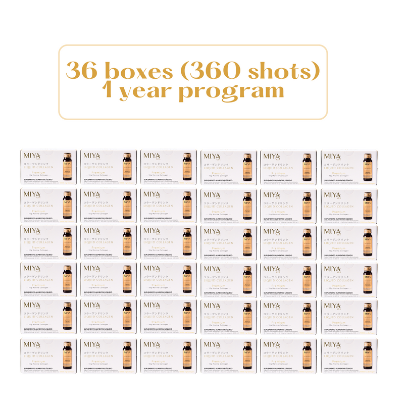 Miya Kea's Premium Liquid Collagen - 12-Months Program - 36 Boxes (360 shots)