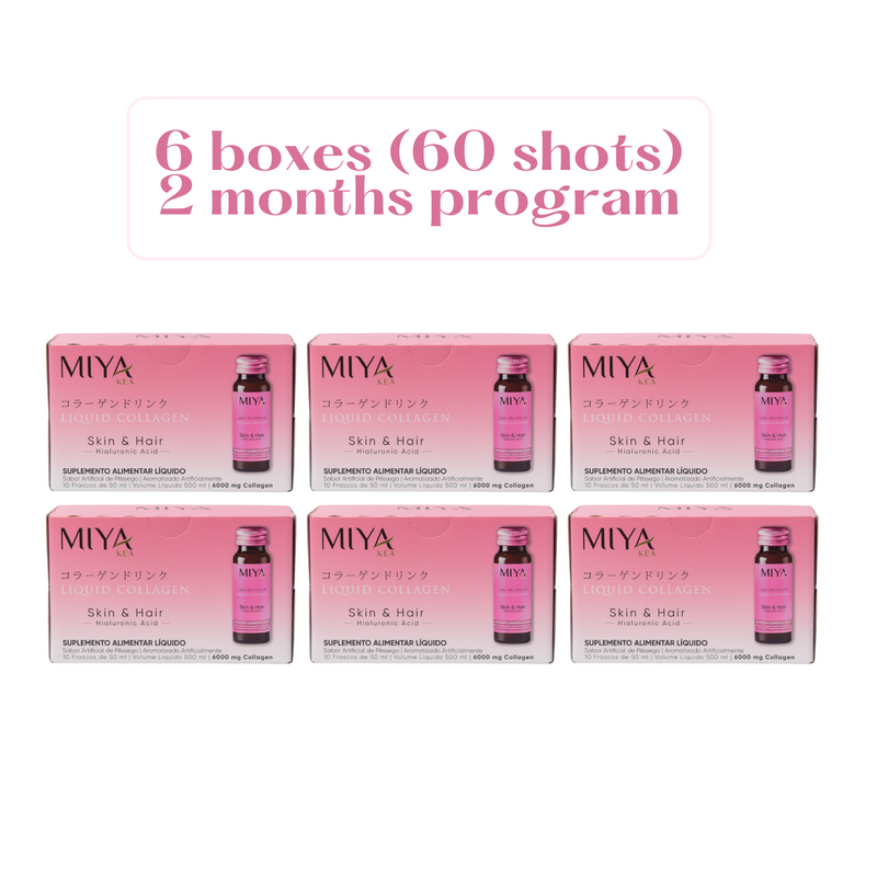 Miya Kea's Liquid Collagen Skin and Hair - 2-Months Program - 6 Boxes (60 shots)