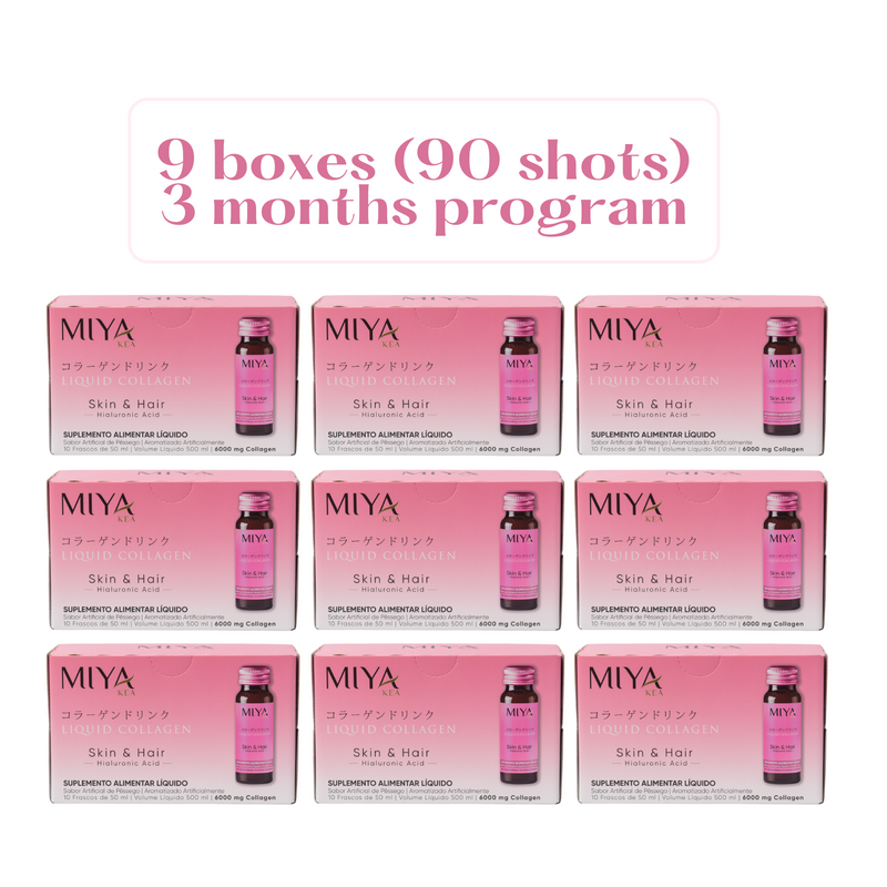 Miya Kea's Liquid Collagen Skin and Hair - 3-Months Program - 9 Boxes (90 shots)