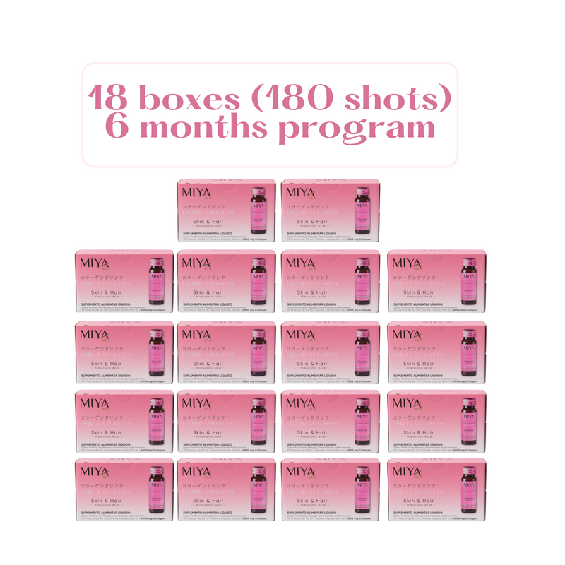 Miya Kea's Liquid Collagen Skin and Hair - 6-Months Program - 18 Boxes (180 shots)