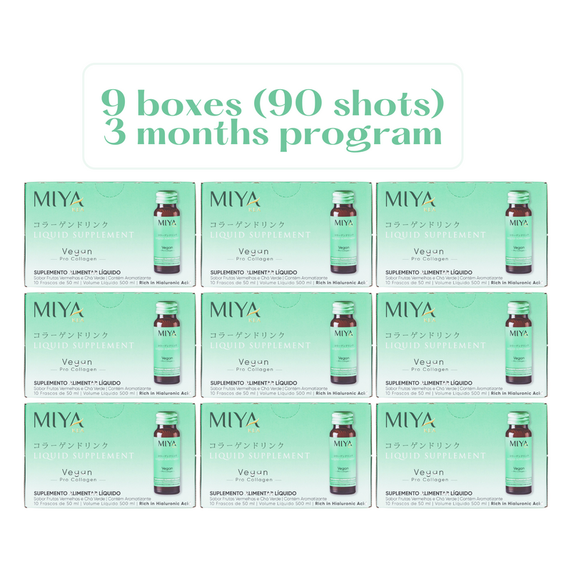 Miya Kea Liquid Collagen Vegan Formula - 3-Months Program - 9 Boxes (90 shots)