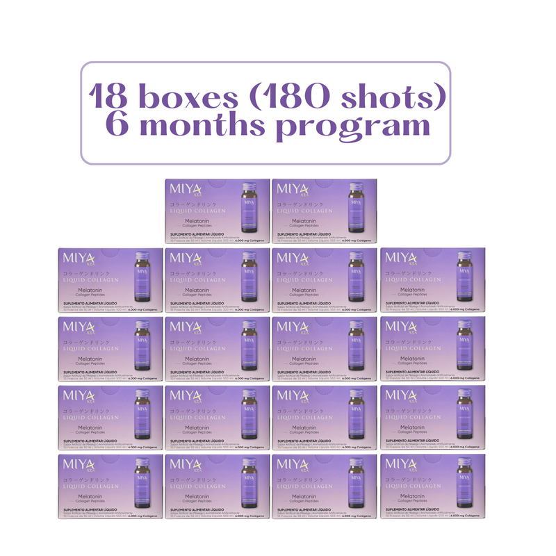 Miya Kea Liquid Collagen with Melatonin - 6-Months Program - 18 Boxes (180 shots)